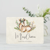 ボホかわいらしクリスマスを飾る水彩鹿 シーズンカード (スタンド正面)