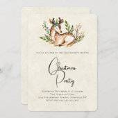 ボホかわいらしクリスマスを飾る水彩鹿 招待状 (正面/裏面)