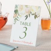 ボホかわいらしクリームバラ結婚のテーブル番号記号 台座サイン (インサイチュ)