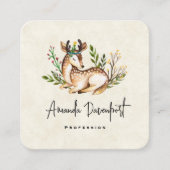 ボホかわいらしスクエアを敷く水彩鹿 スクエア名刺 (正面)