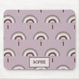 ボホかわいらしパーソナライズされたレインボーシルバーピンク マウスパッド