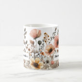 ボホかわいらしピンク野花 コーヒーマグカップ (中央)