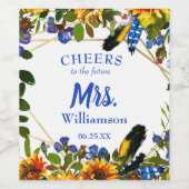 ボホかわいらしフローラバチェロレットパーティー ワインラベル (シングルラベル)