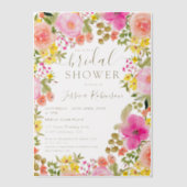 ボホかわいらしフローラ水彩ブライダルシャワー ベラム紙招待状 (正面)
