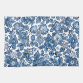 ボホかわいらしブルーとホワイトフローラ キッチンタオル (横)