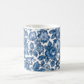 ボホかわいらしブルーとホワイトフローラ コーヒーマグカップ (中央)