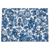 ボホかわいらしブルーとホワイトフローラ ラージペーパーバッグ (正面)