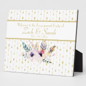 ボホかわいらしブーケ婚約パーティ卓上 フォトプラーク (側面)