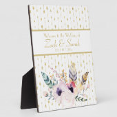 ボホかわいらしブーケ結婚のウェルカムテーブルトップ フォトプラーク (側面)