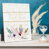 ボホかわいらしブーケ結婚のウェルカムテーブルトップ フォトプラーク (側面)