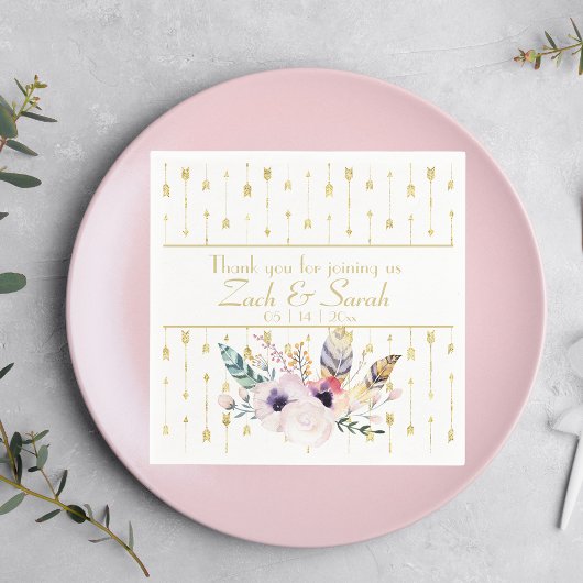 ボホかわいらしブーケ結婚ス スタンダードカクテルナプキン