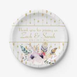 ボホかわいらしブーケ結婚ス ペーパープレート