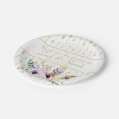 ボホかわいらしブーケ結婚ス ペーパープレート (アングル)