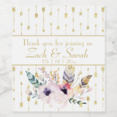 ボホかわいらしブーケ結婚ス ワインラベル (シングルラベル)