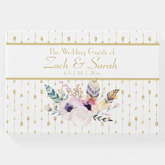 ボホかわいらしブーケ&アローズ結婚ズゲストブック ゲストブック (正面)