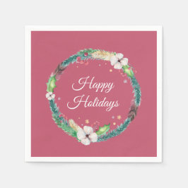 ボホかわいらしホリデーリース スタンダードカクテルナプキン