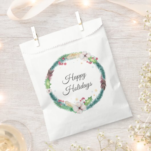 ボホかわいらしホリデーリース フェイバーバッグ (クリップ留めされた状態)