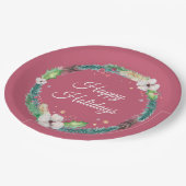 ボホかわいらしホリデーリース ペーパープレート (アングル)