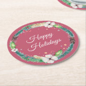 ボホかわいらしホリデーリース ラウンドペーパーコースター (アングル)