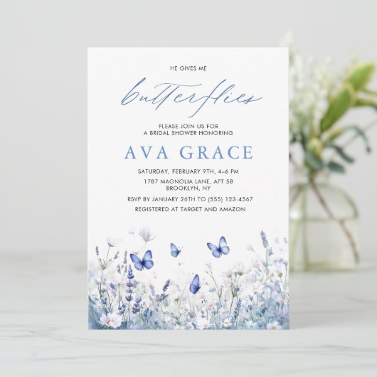 ボホかわいらし彼与えは私蝶ブライダルシャワー 招待状 (スタンド正面)