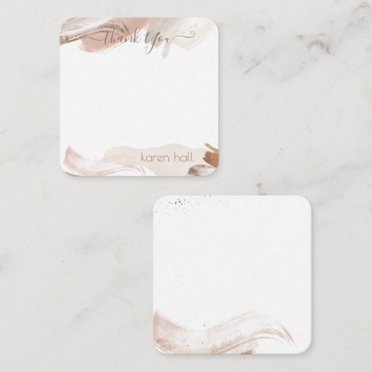 ボホかわいらし抽象芸術ありがとうパーソナライズされたご氏名N ノートカード (正面/裏面)