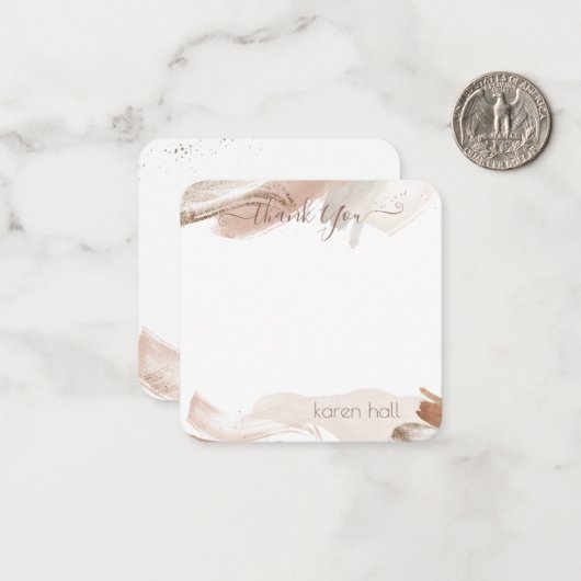 ボホかわいらし抽象芸術ありがとうパーソナライズされたご氏名N ノートカード (正面/裏面インサイチュ)