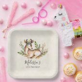 ボホかわいらし誕生日を敷く水彩鹿 ペーパープレート (パーティー)