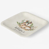 ボホかわいらし誕生日を敷く水彩鹿 ペーパープレート (傾斜あり)