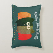 ボホこうもりおもしろい引用文ティール（緑がかった色）グリーンオレンジ アクセントクッション (正面(垂直))