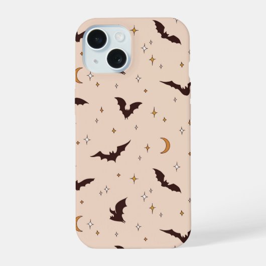 ボホこうもりとスターズハロウィンパターン iPhone 15ケース (裏面)