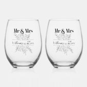 ボホさん結婚の周年記念の名跡 ステムなしワイングラス (正面)