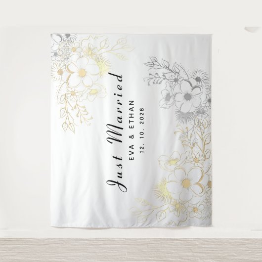 ボホたった今結婚しましたウェディングパーティードコール タペストリー (正面)