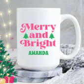 ボホと明メリーるいクリスマスピンクの休日 コーヒーマグカップ