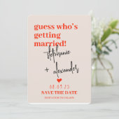 ボホなモダンな結婚式のSave the Dateカード セーブザデート (スタンド正面)