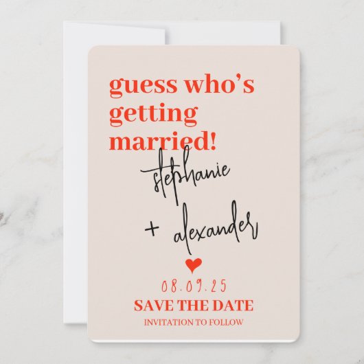 ボホなモダンな結婚式のSave the Dateカード セーブザデート (正面)