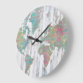 ボホの地図II ラージ壁時計 (傾斜)