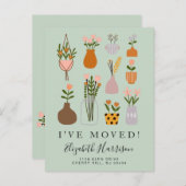 ボホの植物を移動したセージ緑の移動 案内ポストカード (正面/裏面)