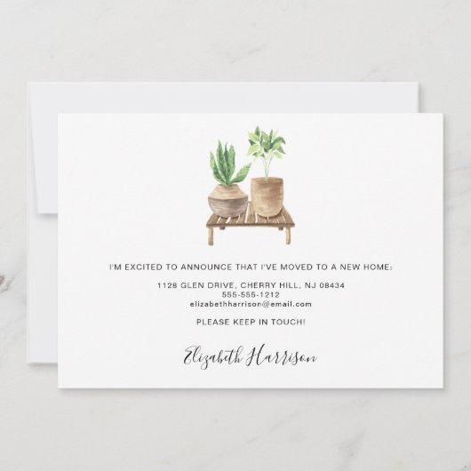 ボホの植物を移動した水彩移動 案内状 (裏面)