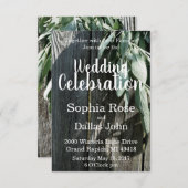 ボホの植物性葉ハーブの素朴な納木スクリプト 招待状 (正面/裏面)