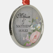 ボホの結婚フローラ素朴牡丹デイジーウッドの名前 メタルオーナメント (右)