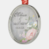 ボホの結婚フローラ素朴牡丹デイジーウッドの名前 メタルオーナメント (左)