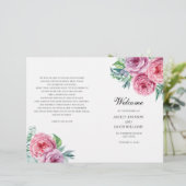 ボホの結婚式のプログラムを折った。夏のピンクの花 (スタンド正面)