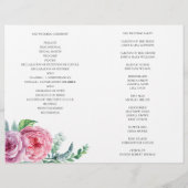 ボホの結婚式のプログラムを折った。夏のピンクの花 (裏面)