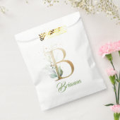 ボホの緑の葉と金ゴールドフォイルBモノグラム フェイバーバッグ (封をした状態)