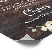 ボホの緑の葉の素朴な木の開いたバー標識 ポスター (角)