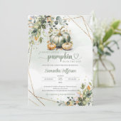 ボホの緑の葉紅葉の緑のカボチャ 招待状 (スタンド正面)