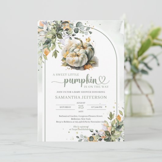 ボホの緑の葉離れの双子の緑のカボチャ 招待状 (スタンド正面)