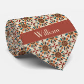 ボホの羽とパターン（の模様が）ある花 ネクタイ (ロール)