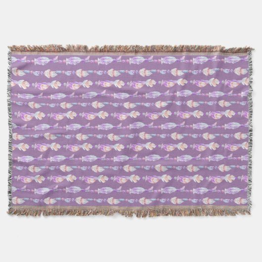 ボホの羽ビーズ水彩画のパターン投げ スローブランケット (正面)