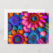 ボホの花のパターンスタイル – 任意の大事な行事 ポストカード (正面/裏面)